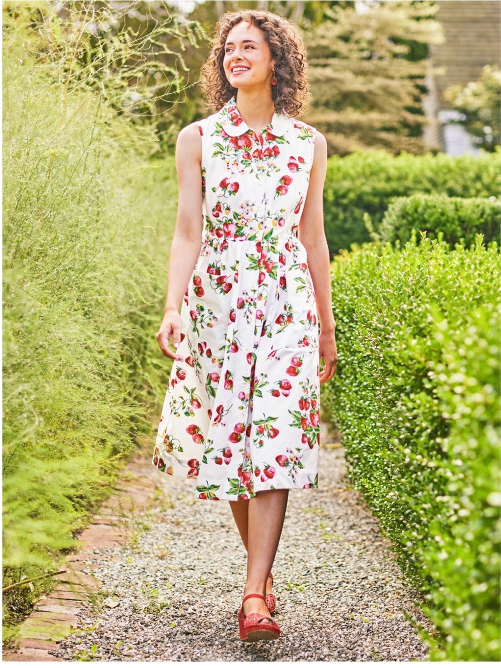 April Cornell Strawberry Porch Dress Modern Prairie Cottagecore pockets Size XL - Picture 15 of 15